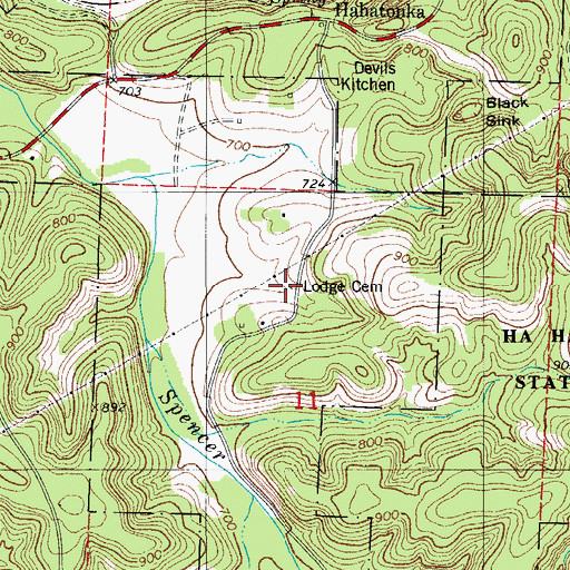 Topographic Map of Lodge Cemetery, MO