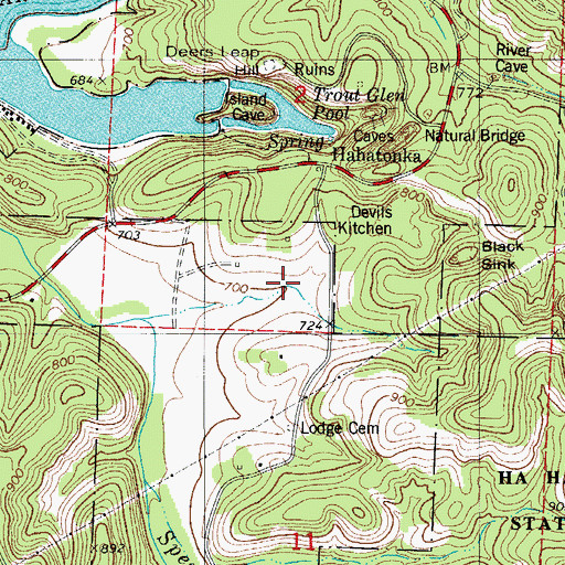 Topographic Map of Ha Ha Tonka State Park, MO