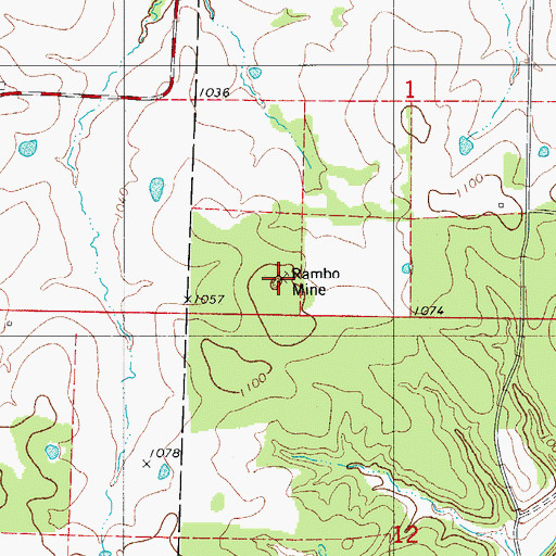 Topographic Map of Rambo Mine, MO