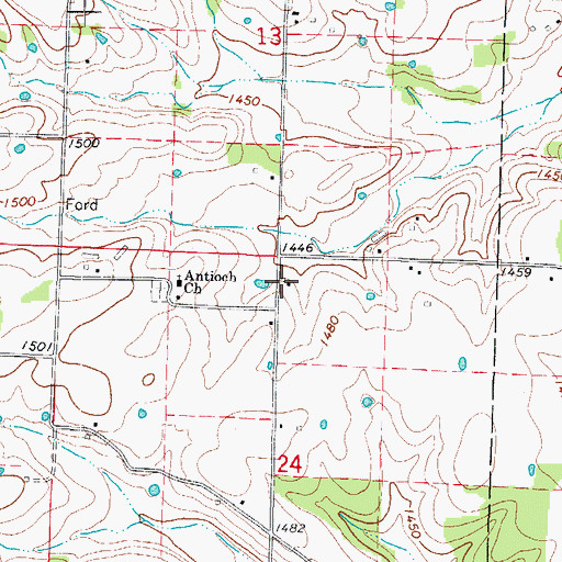 Topographic Map of House School (historical), MO