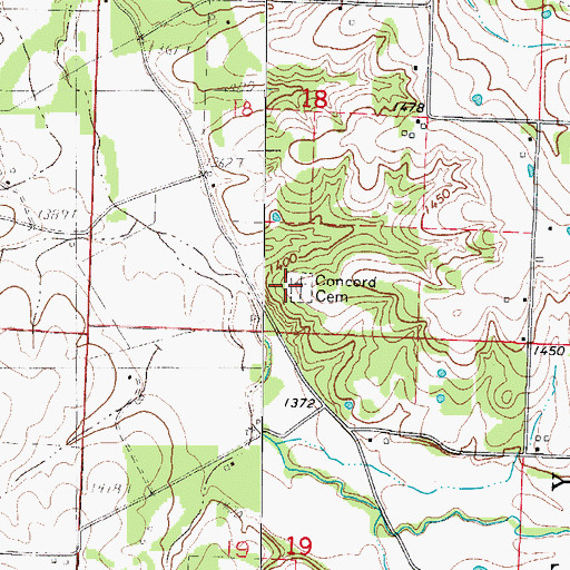 Topographic Map of Concord Church (historical), MO