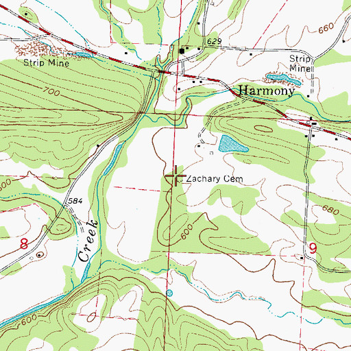Topographic Map of Zachary Cemetery, AR