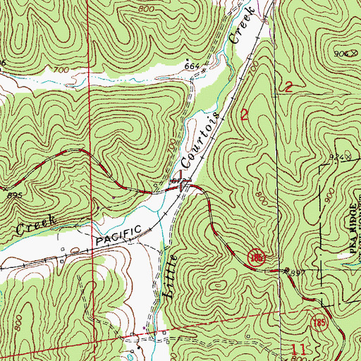 Topographic Map of Barker School (historical), MO