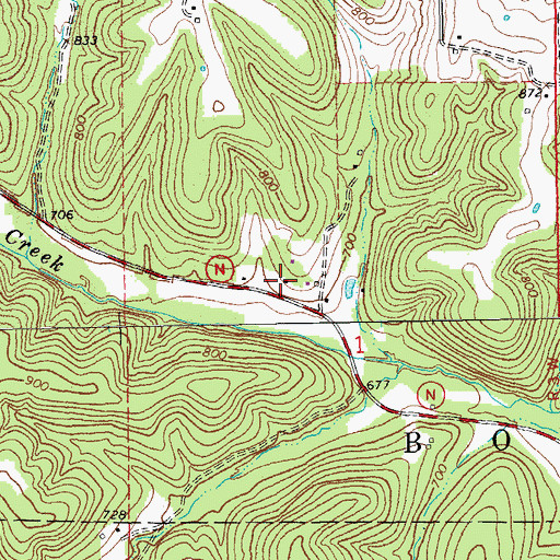 Topographic Map of Dowler Mill School, MO