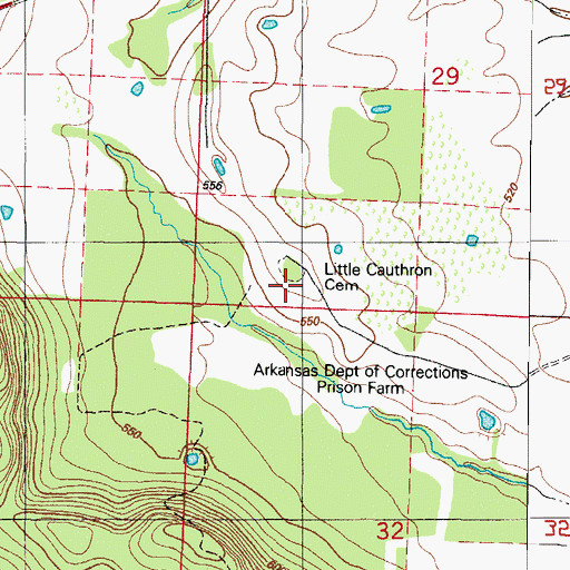 Topographic Map of Little Cauthron Cemetery, AR