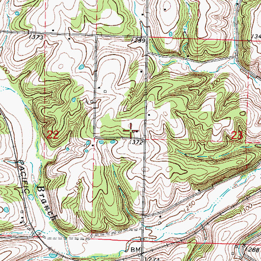 Topographic Map of Lone Star School (historical), MO