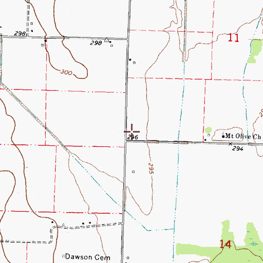 Topographic Map of Dawson LaForge School (historical), MO