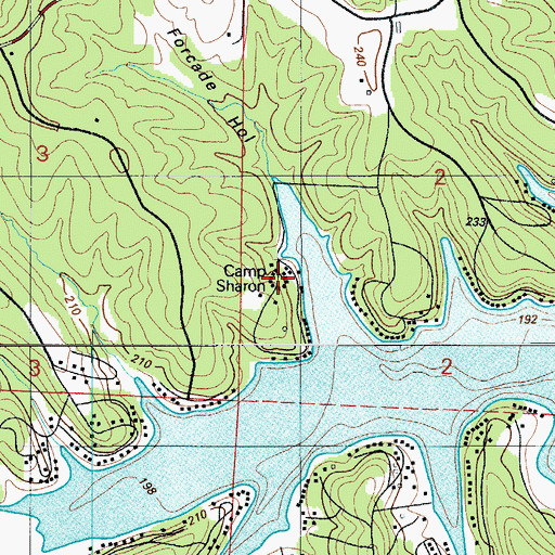 Topographic Map of Camp Sharon, MO
