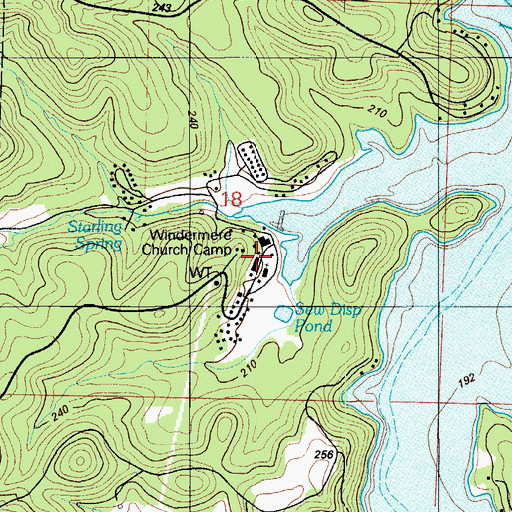Topographic Map of Windermere Church Camp, MO