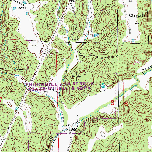 Topographic Map of Thornhill and Schulz State Wildlife Area, MO