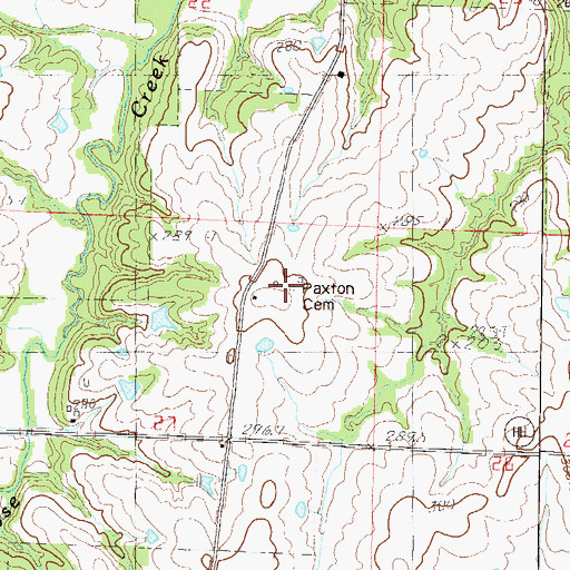 Topographic Map of Paxton Cemetery, MO