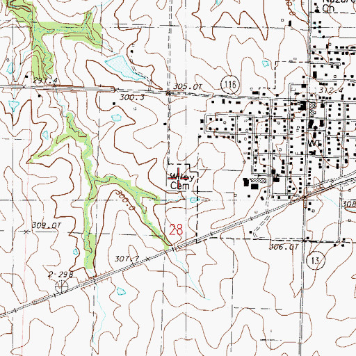 Topographic Map of Wiley Cemetery, MO