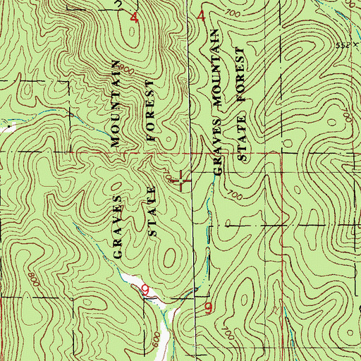 Topographic Map of Graves Mountain State Forest, MO