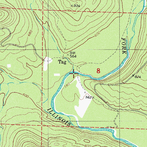 Topographic Map of West Fork Illinois Bayou, AR