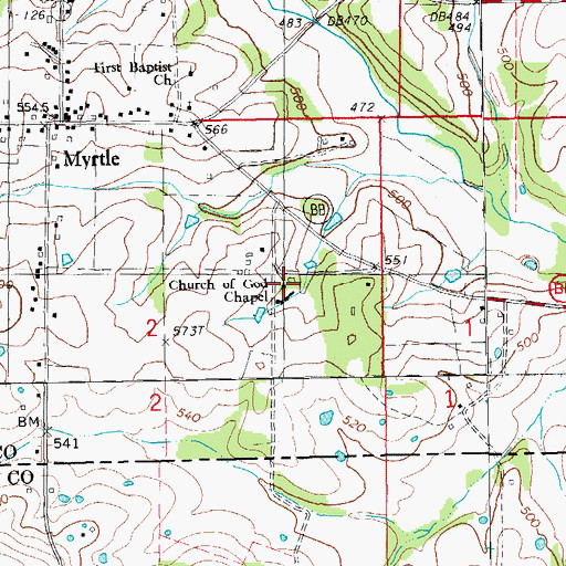 Topographic Map of Church of God Chapel, MO