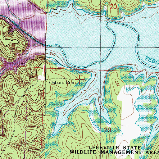 Topographic Map of Osborn Cemetery, MO