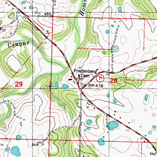 Topographic Map of Friedenberg Cemetery, MO