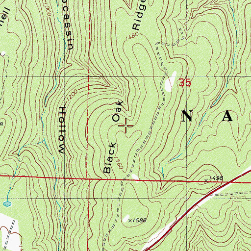 Topographic Map of Black Oak Ridge, AR