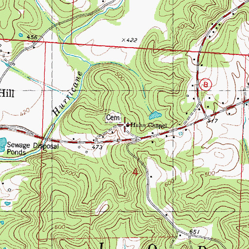 Topographic Map of Hahn Chapel, MO