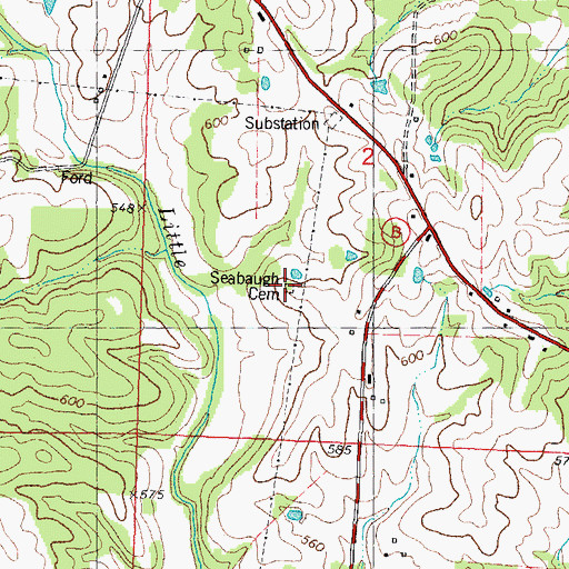 Topographic Map of Seabaugh Cemetery, MO