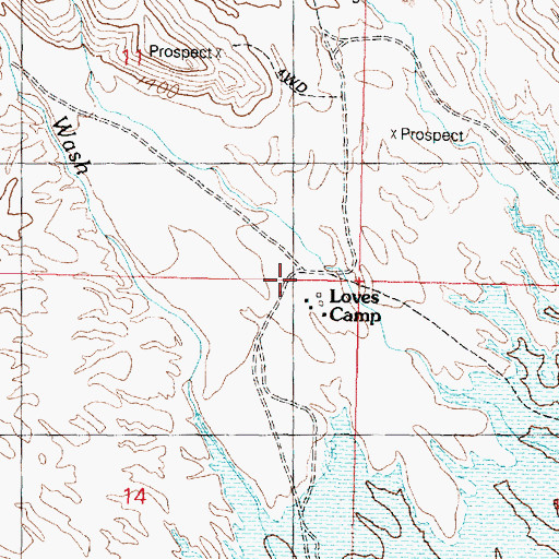Topographic Map of Loves Camp, AZ