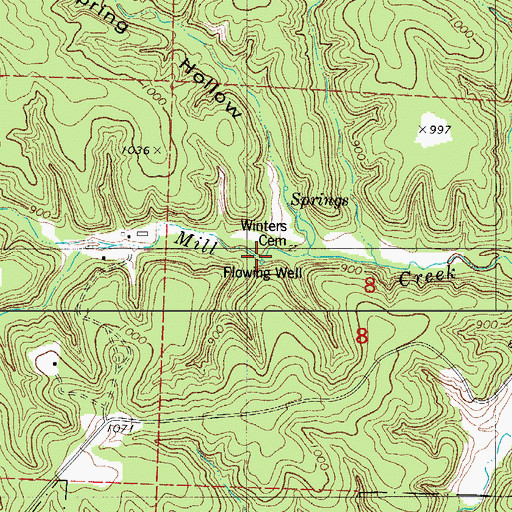 Topographic Map of Flowing Well, MO