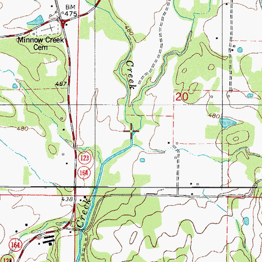 Topographic Map of Little Minnow Creek, AR
