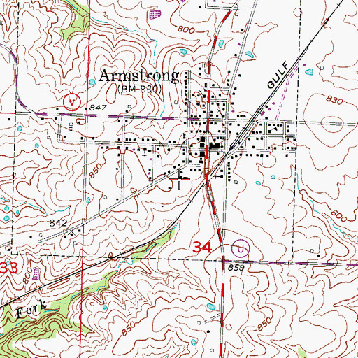 Topographic Map of Armstrong School (historical), MO