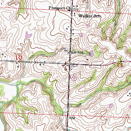Topographic Map of Ayres (historical), MO