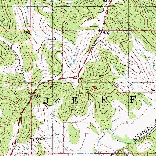 Topographic Map of Triumph (historical), MO
