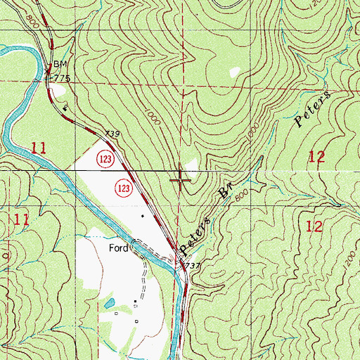 Topographic Map of Peters Branch, AR