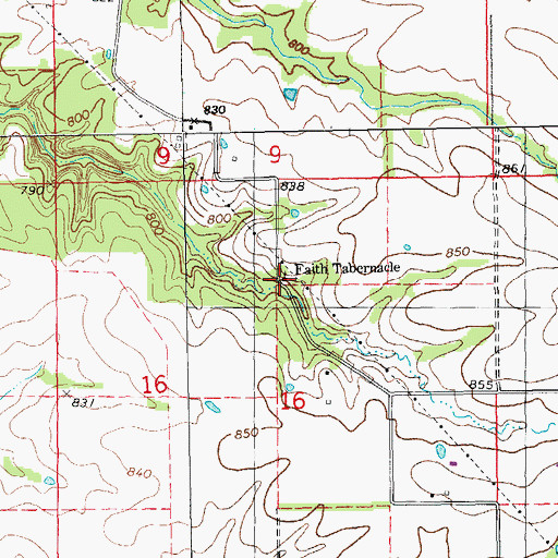 Topographic Map of Miller School (historical), MO