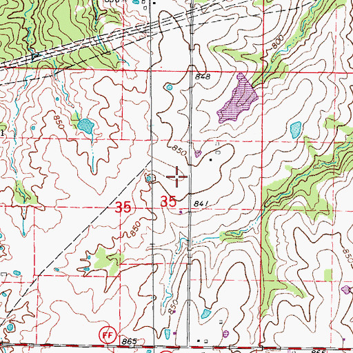 Topographic Map of Hurdle School (historical), MO