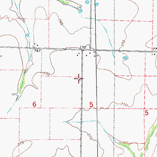 Topographic Map of Pleasant Plains School (historical), MO