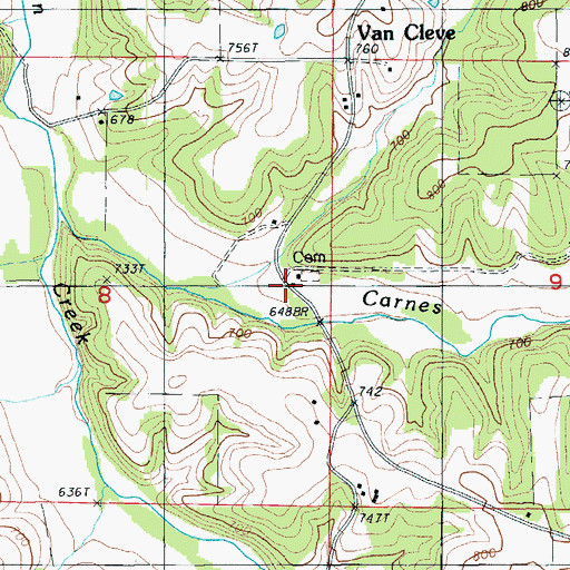 Topographic Map of Campground Church, MO