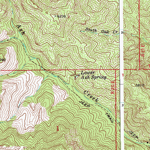 Topographic Map of Lower Ash Spring, AZ