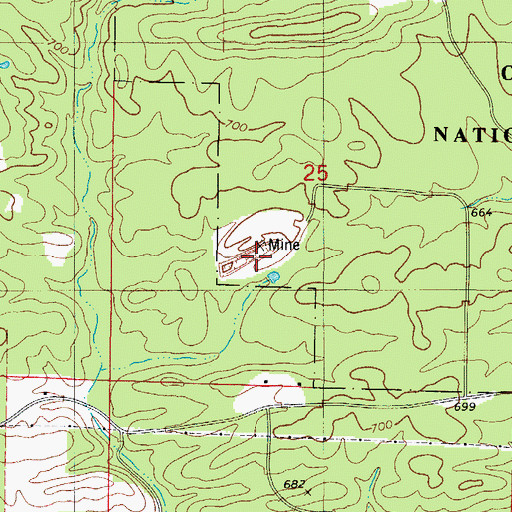 Topographic Map of Pigeon Roost Mine, AR
