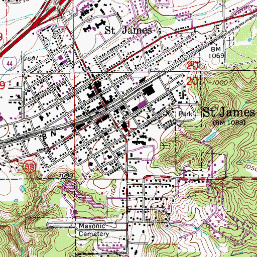 Topographic Map of Immaculate Conception Catholic Church, MO