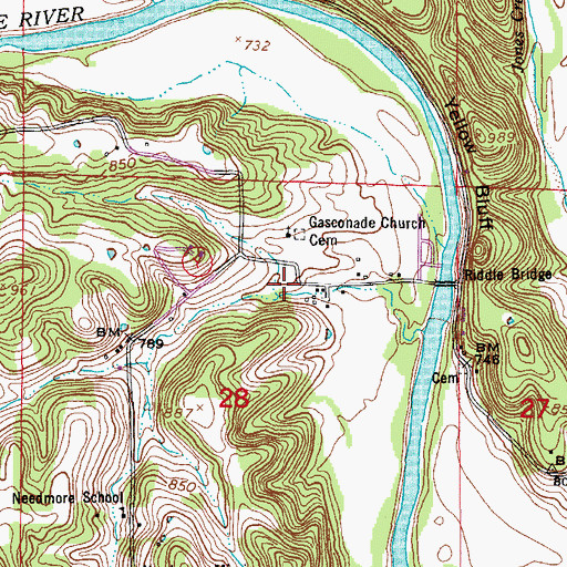 Topographic Map of Underwood Place, MO