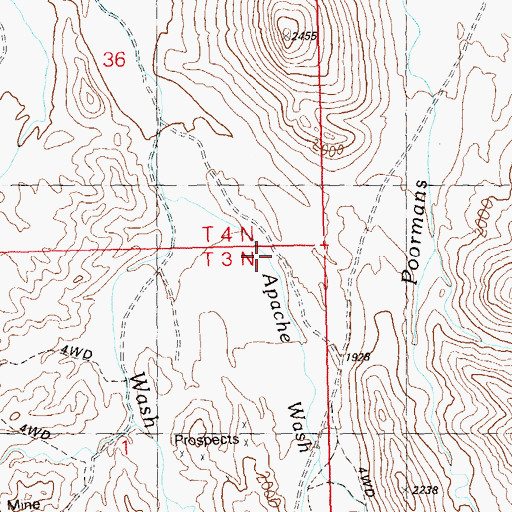 Topographic Map of Apache Wash, AZ