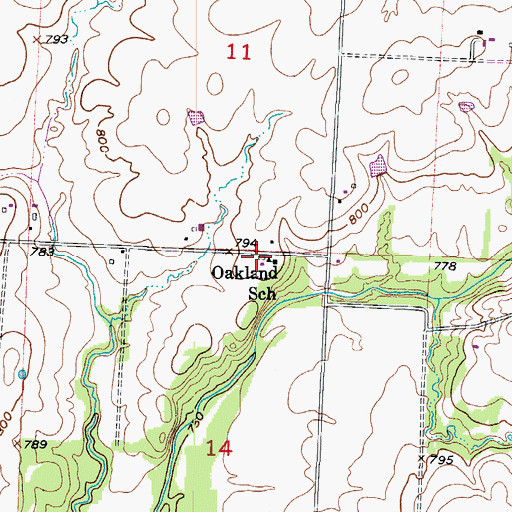 Topographic Map of Yolo Post Office (historical), MO