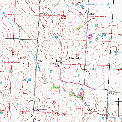Topographic Map of Waldon School (historical), MO
