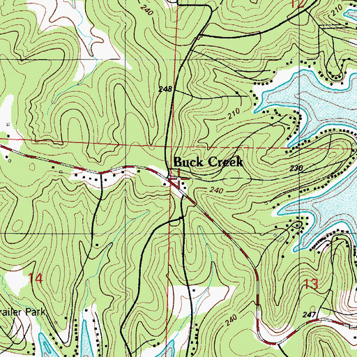 Topographic Map of Buck Creek School (historical), MO