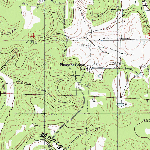 Topographic Map of Pleasant Hill School (historical), MO