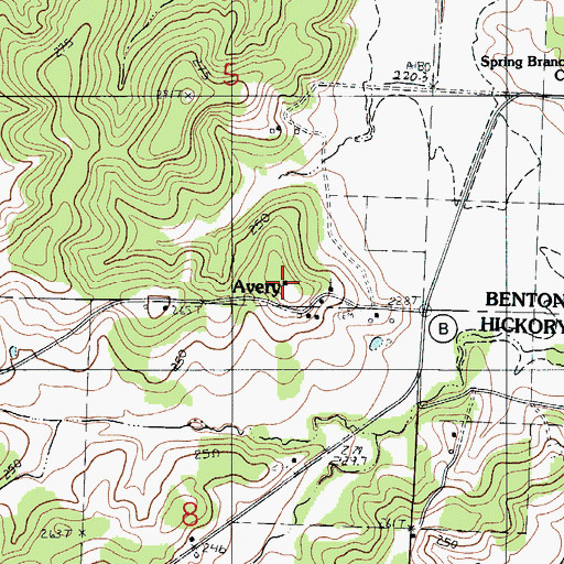 Topographic Map of Avery School (historical), MO