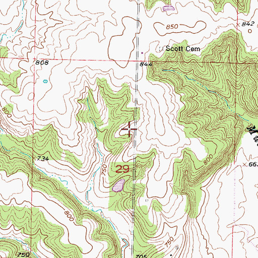 Topographic Map of Woodland School (historical), MO