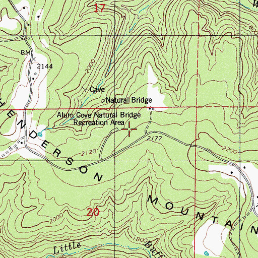 Topographic Map of Alum Cove Natural Bridge Recreation Area, AR