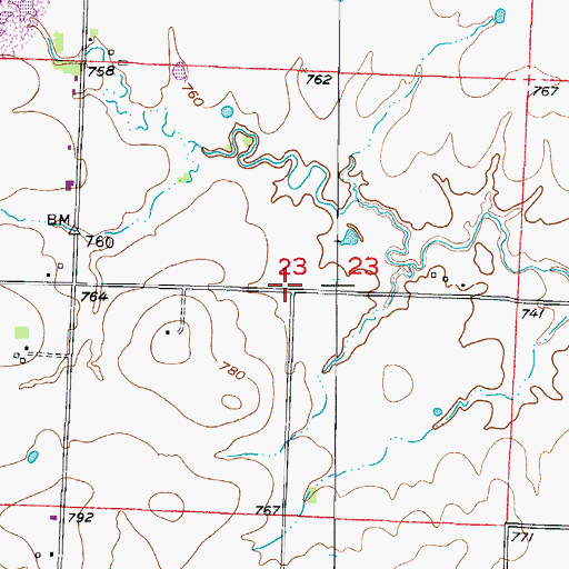 Topographic Map of Elm Branch School (historical), MO
