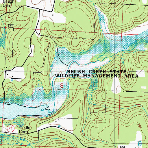 Topographic Map of Brush Creek State Wildlife Management Area, MO