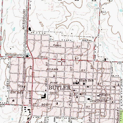 Topographic Map of Butler Academy (historical), MO